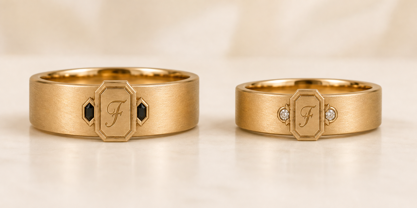Photorealistic FEDORENKO his and her ring pair